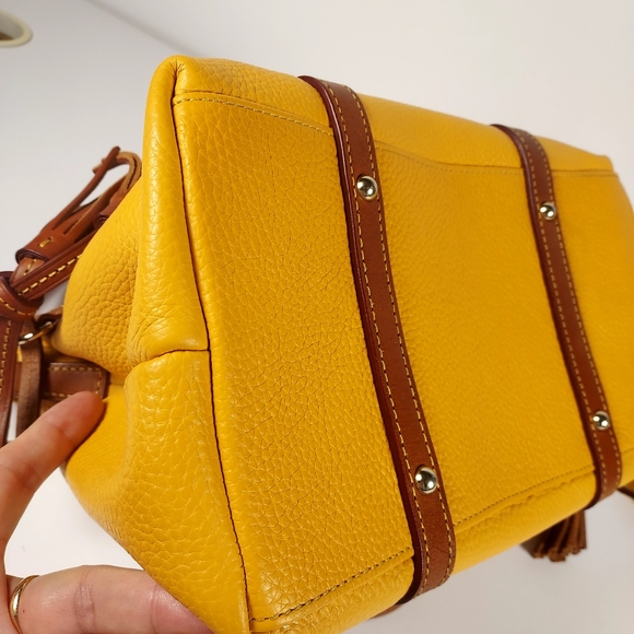 Dooney & Bourke Bristol Yellow Leather Handbag with Brown Accents With Wallet - Picture 16 of 16